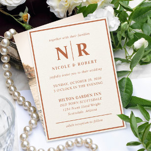 Invitation Élégant Mariage Monogramme Mariage et Initiales de