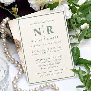 Invitation Élégant Mariage Monogramme Mariage et Initiales de