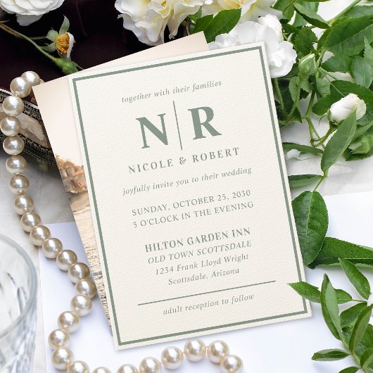 Invitation Élégant Mariage Monogramme Mariage et Initiales de