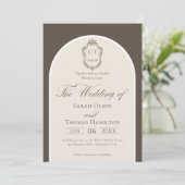 Invitation Élégant Mariage Monogramme Mocha Et Crème (Debout devant)