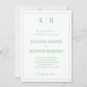 Invitation Élégant Mariage Monogramme Vert Émeraude (Devant)