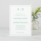 Invitation Élégant Mariage Monogramme Vert Émeraude (Debout devant)