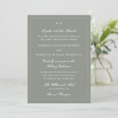 Invitation Élégant Mariage Monogramme Vert Sauge (Debout devant)
