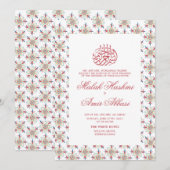 Invitation Élégant Mariage musulman blanc et rouge (Devant / Derrière)