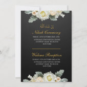 Invitation Élégant Mariage musulman blanc floral (Dos)