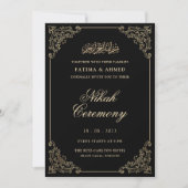 Invitation Élégant Mariage musulman de Black Nikah (Devant)