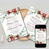 Invitation Élégant Mariage musulman de Rose rouge Nikah