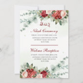 Invitation Élégant Mariage musulman de Rose rouge Nikah (Dos)