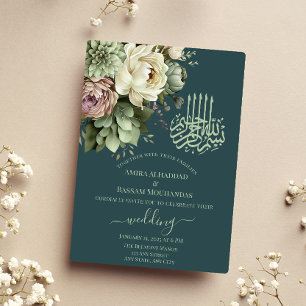 Invitation Élégant Mariage musulman floral