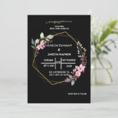 Invitation Élégant Mariage musulman noir et blanc (Debout devant)