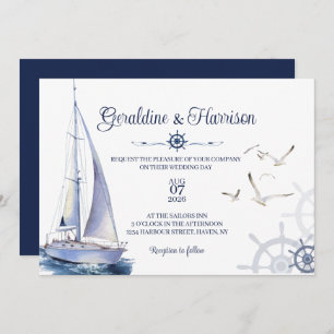 Invitation Elégant Mariage nautique