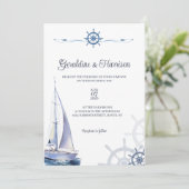 Invitation Elégant Mariage nautique (Debout devant)