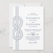 Invitation Élégant Mariage nautique de noeud de corde (Devant)
