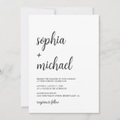 Invitation Élégant Mariage noir blanc (Devant)