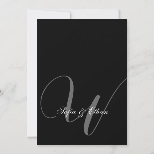 Invitation Élégant Mariage noir blanc (Devant)