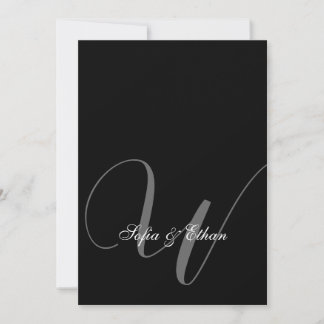 Invitation Élégant Mariage noir blanc