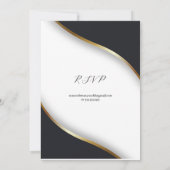 Invitation Élégant Mariage noir blanc or avec RSVP (Dos)