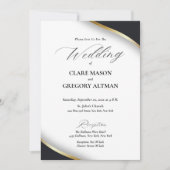 Invitation Élégant Mariage noir blanc or avec RSVP (Devant)