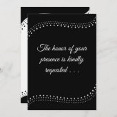 Invitation Élégant Mariage noir/blanc pointillé (Devant / Derrière)