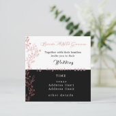 Invitation élégant mariage noir blanc rose (Debout devant)