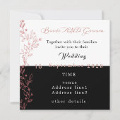 Invitation élégant mariage noir blanc rose (Devant)