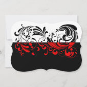 Invitation Élégant Mariage noir/blanc/rouge en forme de tourb (Dos)