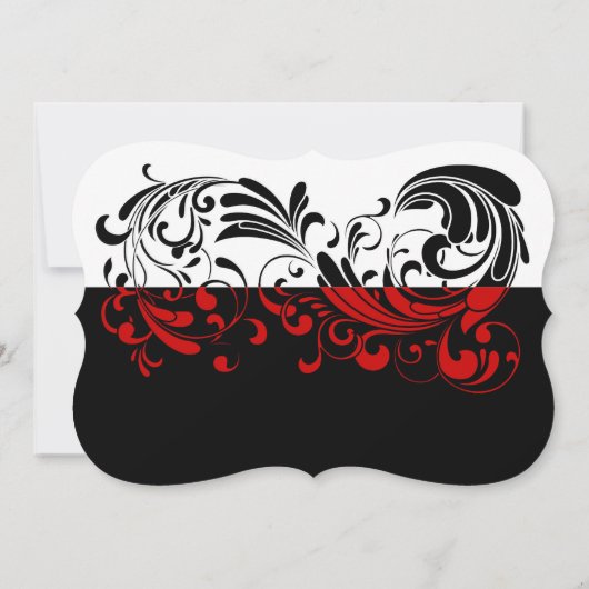 Invitation Élégant Mariage noir/blanc/rouge en forme de tourb (Dos)