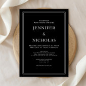 Invitation Élégant Mariage noir classique