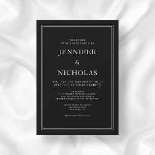 Invitation Élégant Mariage noir classique