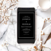 Invitation Élégant Mariage noir classique
