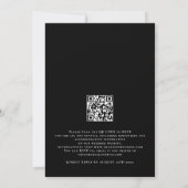 Invitation Élégant Mariage noir de code QR de script blanc (Dos)