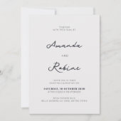 Invitation Élégant Mariage noir et blanc (Devant)