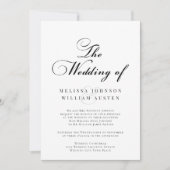 Invitation Élégant Mariage noir et blanc (Devant)