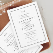 Invitation Élégant Mariage noir et blanc