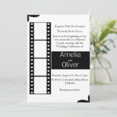 Invitation Élégant Mariage noir et blanc (Debout devant)