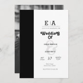 INVITATION ÉLÉGANT MARIAGE NOIR ET BLANC CLASSÉ (Devant / Derrière)