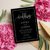 Invitation Élégant mariage noir et blanc en écriture script