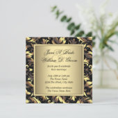 Invitation Élégant Mariage noir et or (Debout devant)