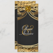 Invitation Élégant Mariage noir et or Glam (Devant / Derrière)