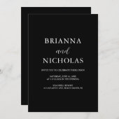 Invitation Élégant Mariage noir moderne tout-en-un (Devant / Derrière)