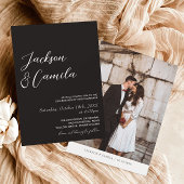 Invitation Élégant Mariage noir photo