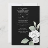 Invitation Élégant Mariage noir Rose blanche Foliage (Devant)