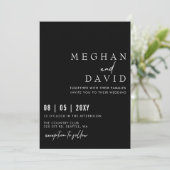 Invitation Élégant Mariage noir simple écrit main (Debout devant)