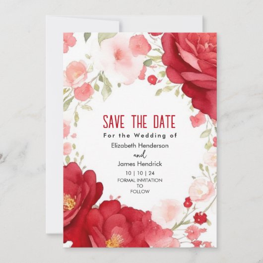 Invitation Élégant Mariage numérique rouge Crimson élégant (Devant)