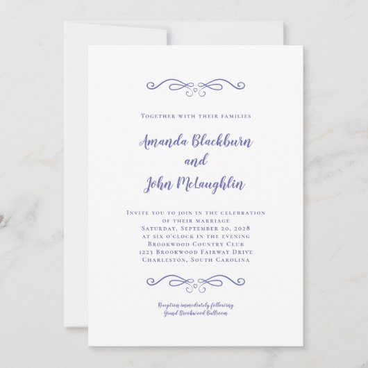 Invitation Élégant Mariage officiel de périphérique bleu (Devant)