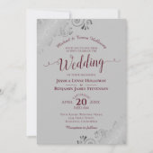 Invitation Elégant Mariage officiel en dentelle d'argent Bour (Devant)