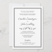 Invitation Élégant Mariage officiel noir et blanc avec RSVP (Devant)