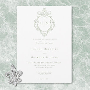 Invitation Élégant Mariage Oiseaux et Armoiries de Style Chin