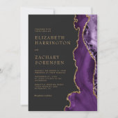 Invitation Élégant Mariage or d'agate violet (Devant)
