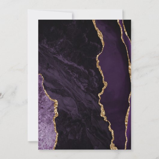 Invitation Élégant Mariage or d'agate violet (Dos)